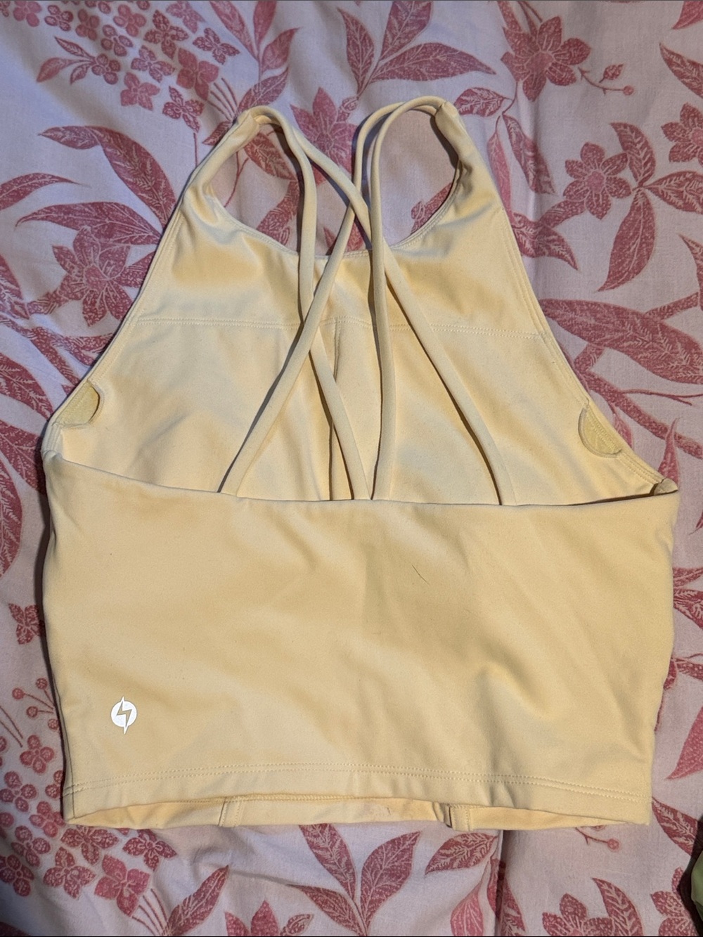 POPFLEX Pale Yellow Longline Crisscross Sports Bralette - Picture 2 of 2